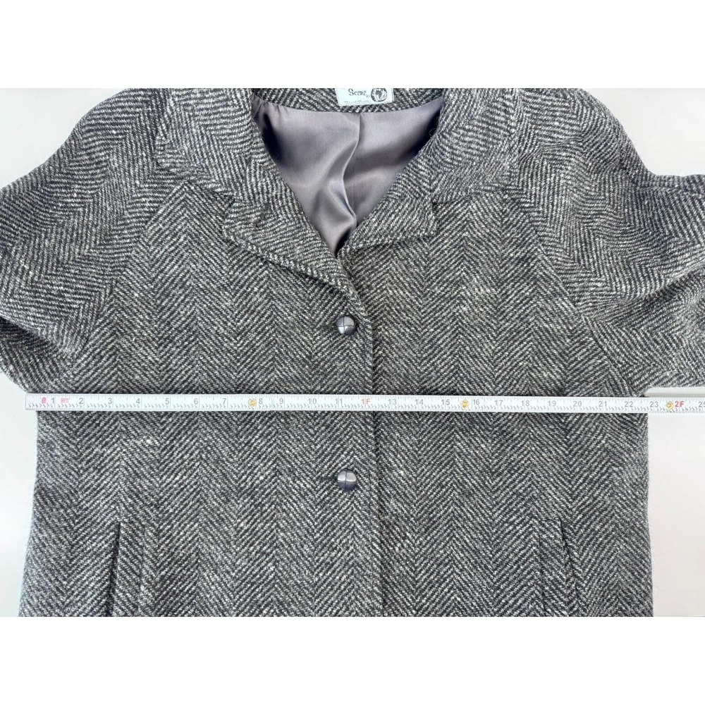 Vintage International Scene Herringbone Wool Blend Button Coat Women 7/8 Austria - Picture 6 of 14